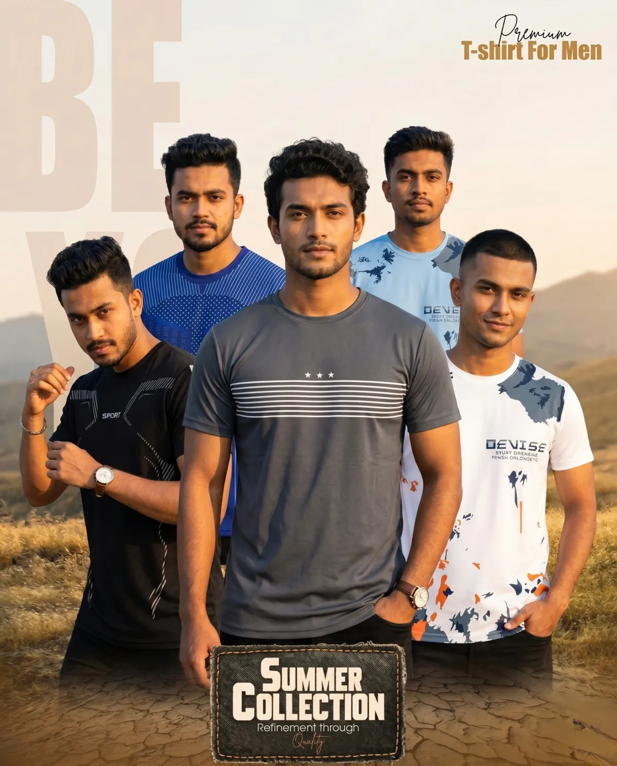 5-Piece Mens Premium T-shirt